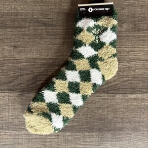 2 Pairs For Bare Feet NBA womens Nba Diamond Cozy Sock Osfm Milwaukee Bucks